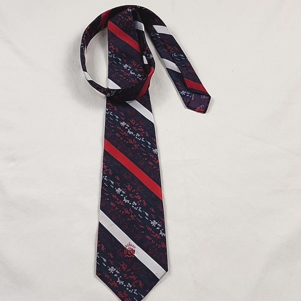 Vtg Oleg Cassini Men's Tie 57.5 X 4.5" Blue Red Formal Business‎ Party Elegant